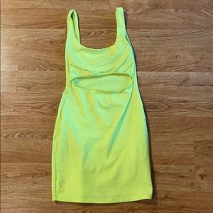 Pull & bear neon yellow body con dress